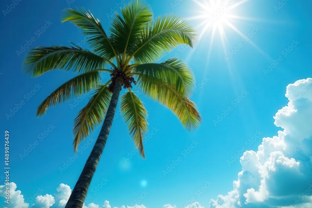 Obraz premium Majestic palm reaching for azure sky, dramatic light , texture, visual