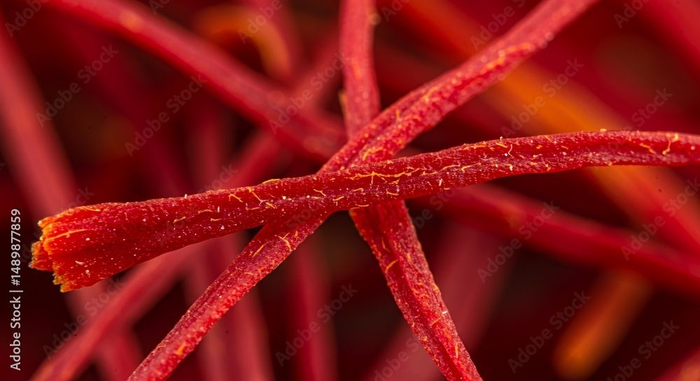 Magnificent Saffron Threads: A Close-Up Macro View Magnificent Saffron Threads: A Close-Up Macro View