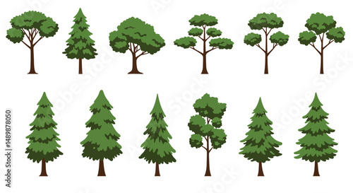 Diverse Illustrated Trees Collection for Design & Education