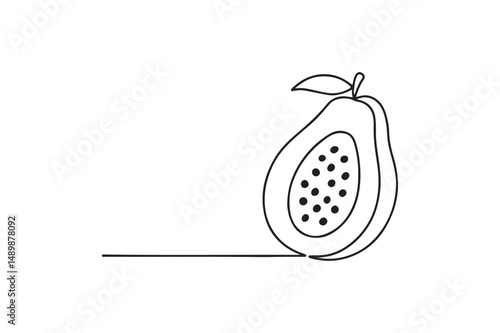 Guava fruit continuous one line drawing minimalism design