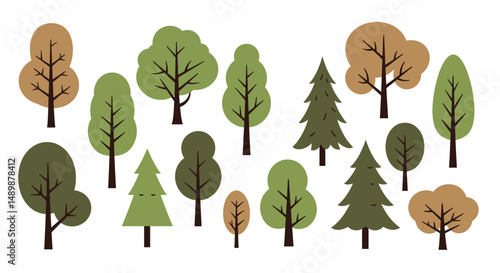 Diverse Illustrated Trees Collection for Design & Education