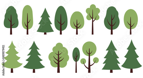 Diverse Illustrated Trees Collection for Design & Education