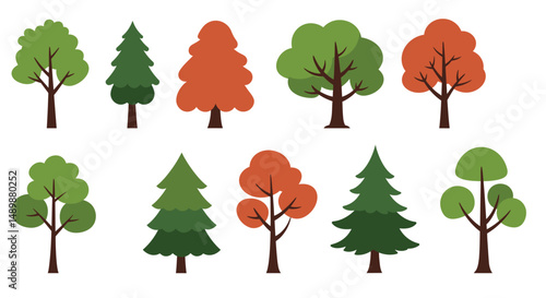 Diverse Illustrated Trees Collection for Design & Education