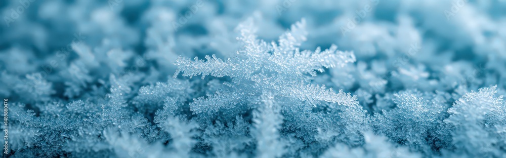 Fototapeta premium Frozen Window Detail Showcasing Intricate Frost Patterns and a Beautiful Winter Aesthetic