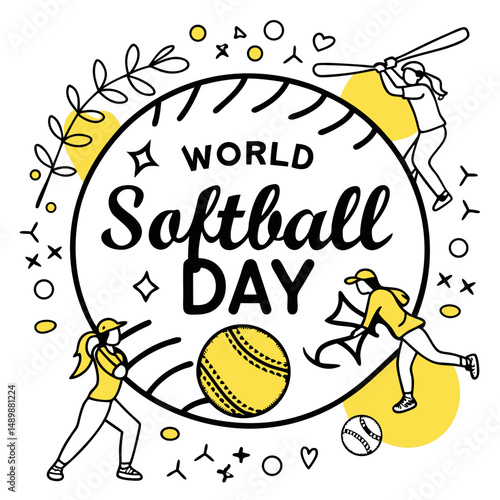 WORLD SOFTBALL DAY vector illustration