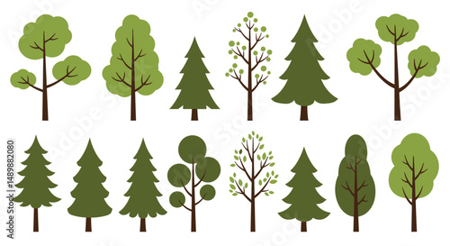 Diverse Illustrated Trees Collection for Design & Education