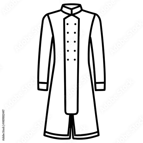 Sherwani Silhouette Vector – Black on White