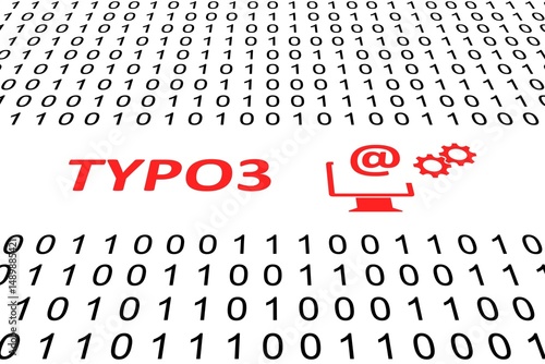 TYPO3 concept binary code 3d illustration