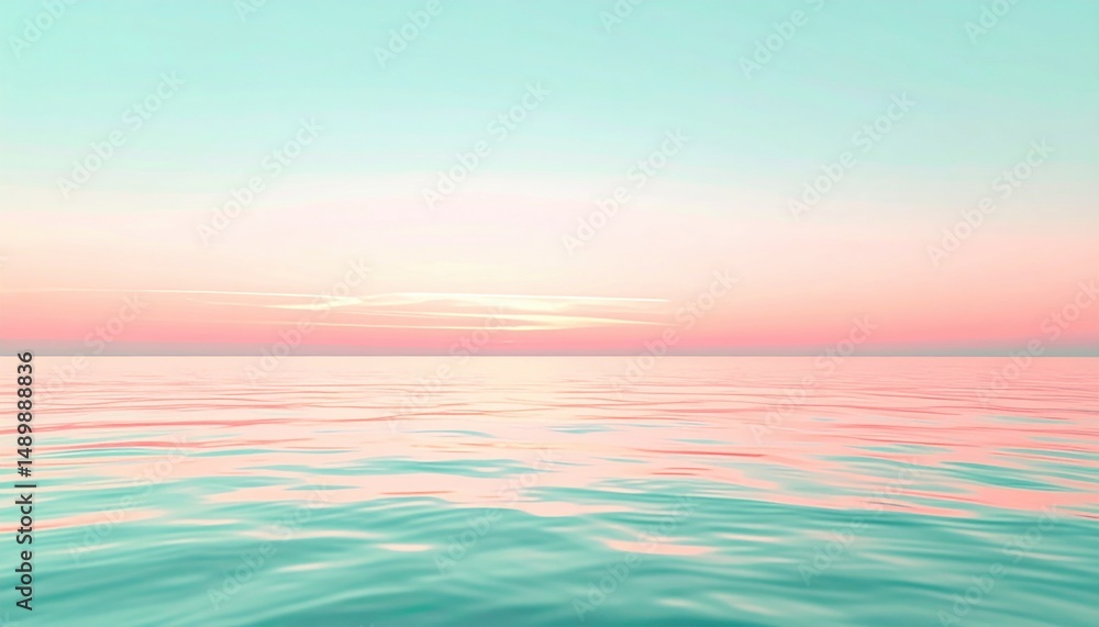 Obraz premium Calm sunset over tranquil ocean waters serene seascape landscape photography peaceful atmosphere aerial view nature's beauty