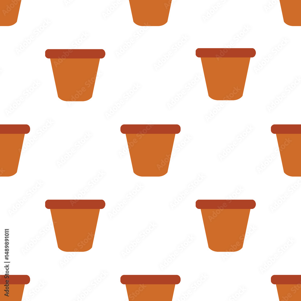 Seamless pattern with simple terracotta plant pots on white background Seamless pattern with simple terracotta plant pots on white background
