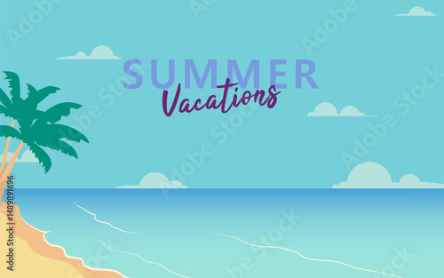 summer holidays design background. beach scene with palm leaves