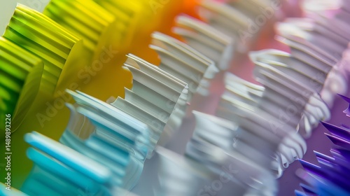 Colorful toothbrush bristles closeup