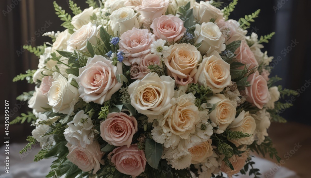 Obraz premium Luxurious wedding bouquet, hand-held artistry, yellow, elegant
