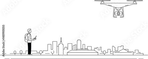 Drone Pilot City Views - Minimalist Vector