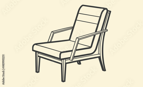 Lounge chair silhouette, Sofa vector icon, Couch black outline
