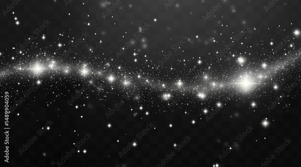 Fototapeta premium Cosmic river of starlight. A ribbon of luminous stars and particles stretches across a dark, starry expanse