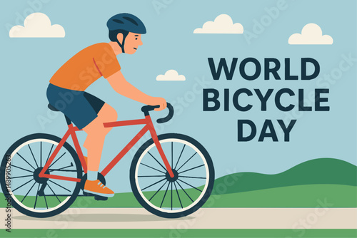 World Bicycle Day Cover Poster vector Template