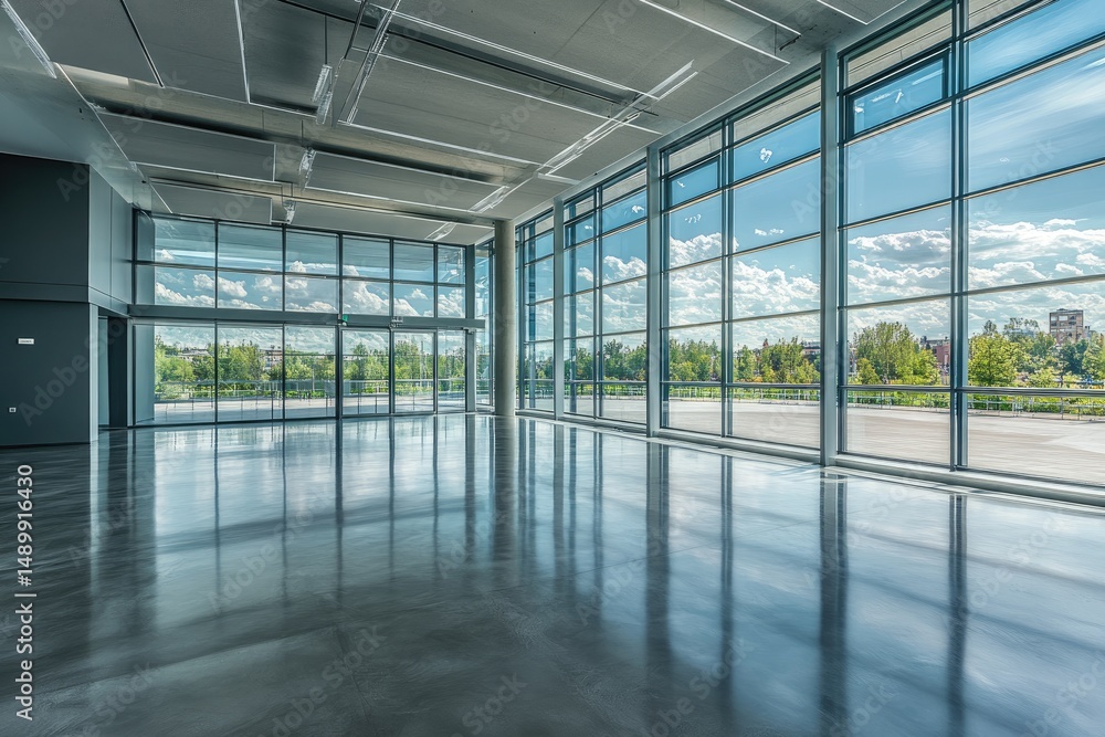 Empty modern office space with large windows (2) Empty modern office space with large windows (2)