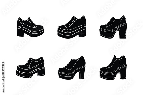 platform shoes silhouette vector illustration
