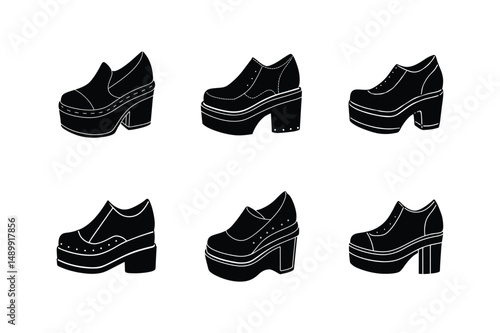 platform shoes icon silhouette vector illustration