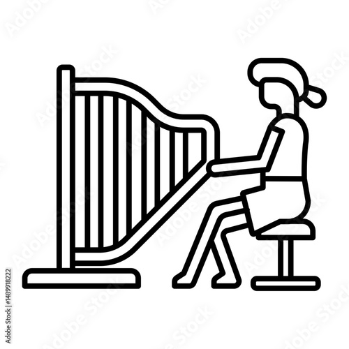 female Harpist outline icon
