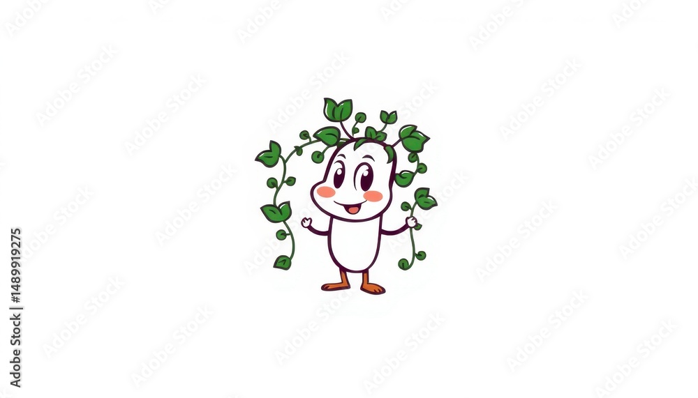 Fototapeta premium whimsical ivy mascot logo with charming illustration on a white background