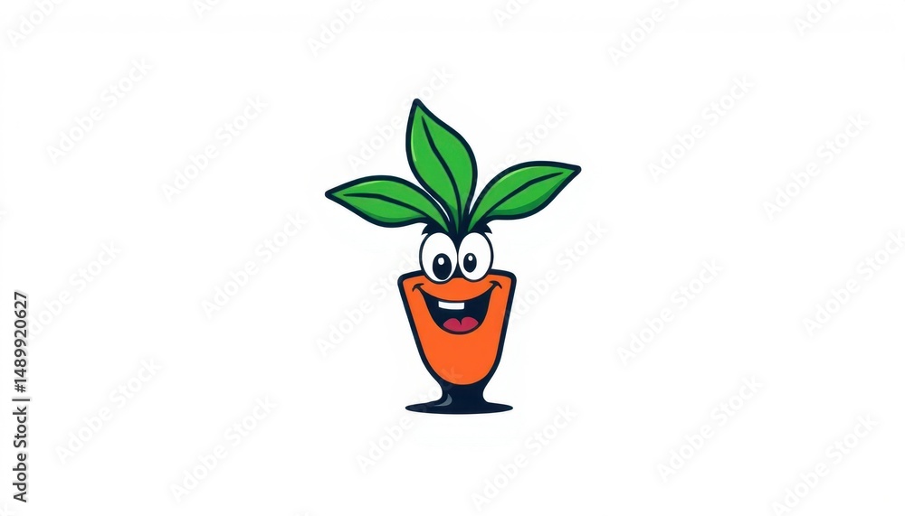 Fototapeta premium silly rubber plant mascot logo with exaggerated leaves on a white background