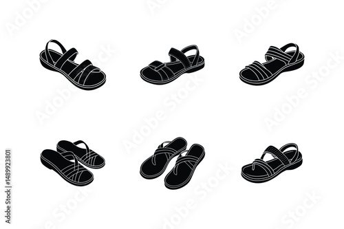 sandals sketch icon silhouette vector illustration