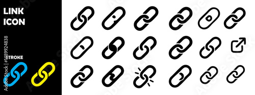 Link Icon Vector Set – Hyperlink and Web Connection Symbols for Digital Media