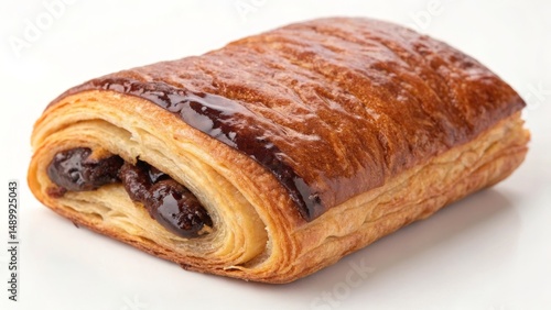 Delicious chocolate croissant with flaky pastry layers and rich filling.