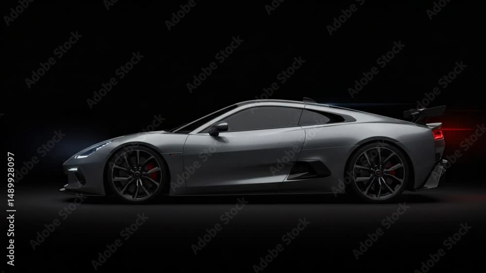 Elegant silver coupe car profile showcasing aerodynamic design and luxurious features Elegant silver coupe car profile showcasing aerodynamic design and luxurious features