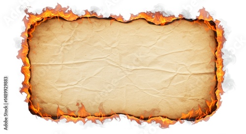 Burning Paper Texture on White Background - Damaged Edge Design