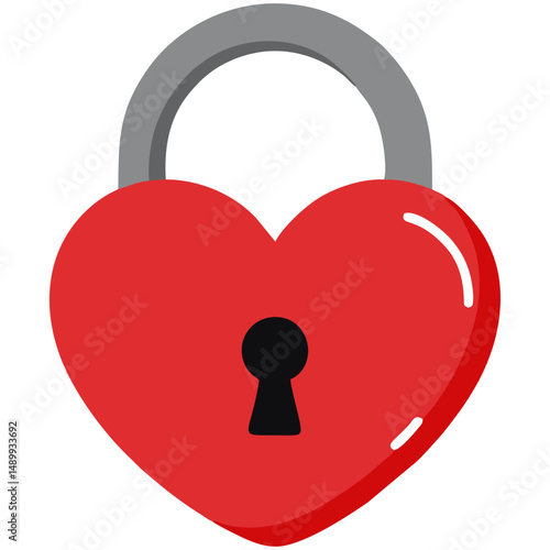 Heart Shaped Padlock Vector Illustration Love Lock Icon