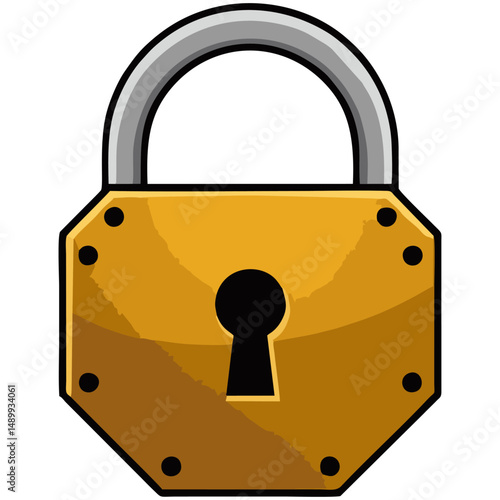Vector Illustration of a Secure Gold Padlock Icon