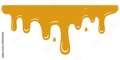 Dripping liquid vector illustration with a smooth, stylized flow effect, resembling honey or paint splatter, perfect for food, art, or creative background themes.