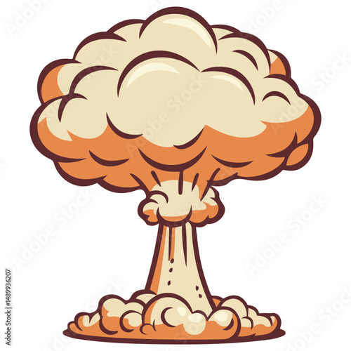 Nuclear explosion atomic bomb effect isolated vector illustration on white background