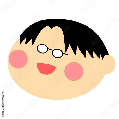 センター分けで眼鏡をかけている人のイラスト