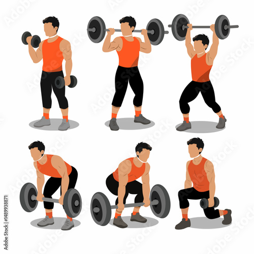 man lifting dumbbells illustration faceless