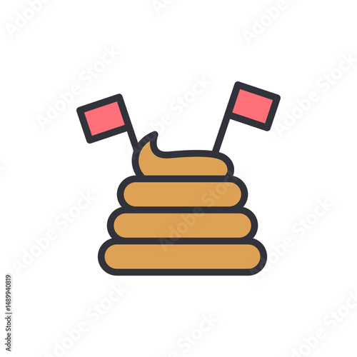 Pile Of Poop With Two Flags Icon On Transparent Background