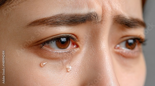 Sad woman eyes with tears