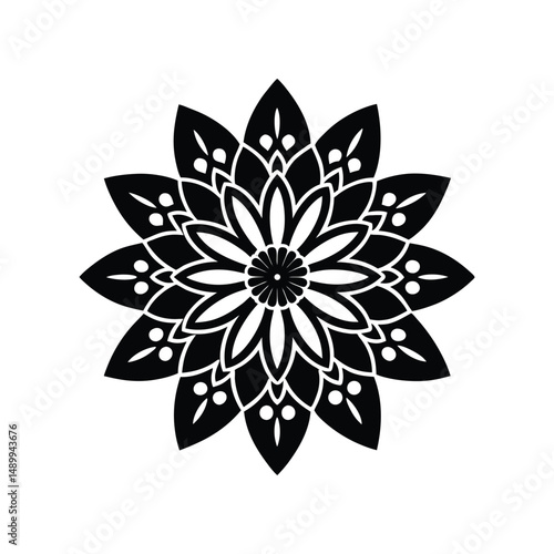 Flat and Minimal Crochet Flower silhouette logo vector illustration isolated on white background