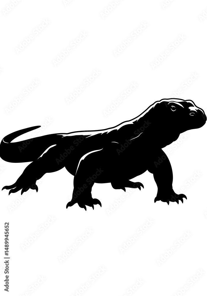 Fototapeta premium Komodo Majesty: Ink Silhouette