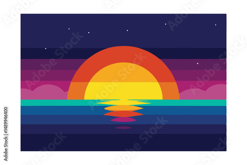 sunset over the quiet ocean