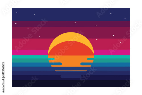 sunset over the quiet ocean