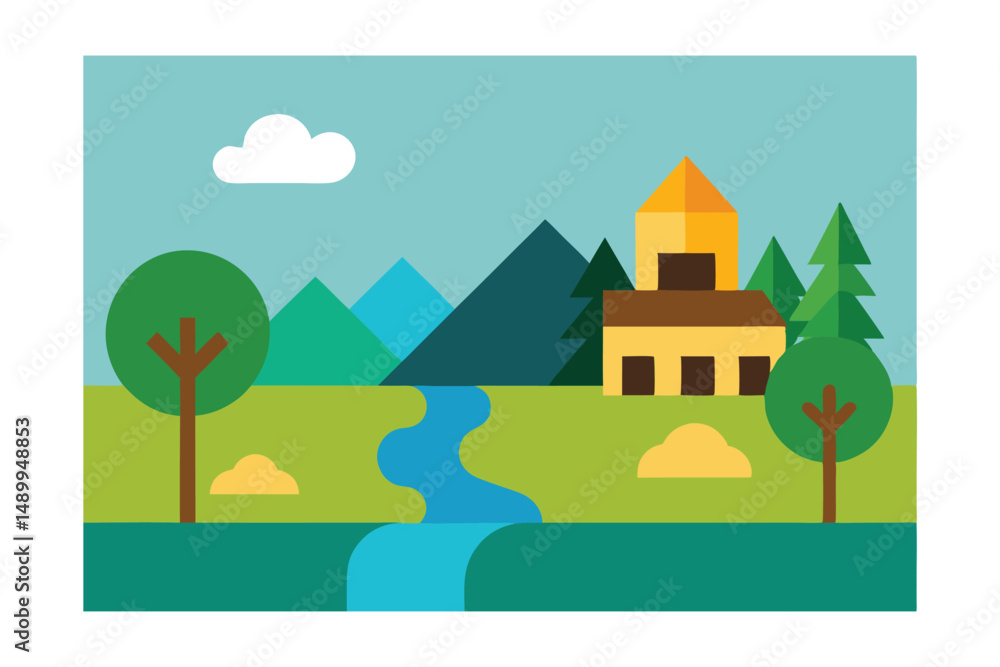 Fototapeta premium vector illustration of a village