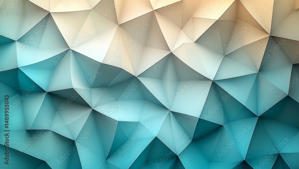 Fototapeta premium Abstract Geometric Polygonal Background with Blue and Beige Gradient
