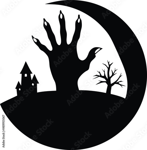  Halloween hand silhouette vector.