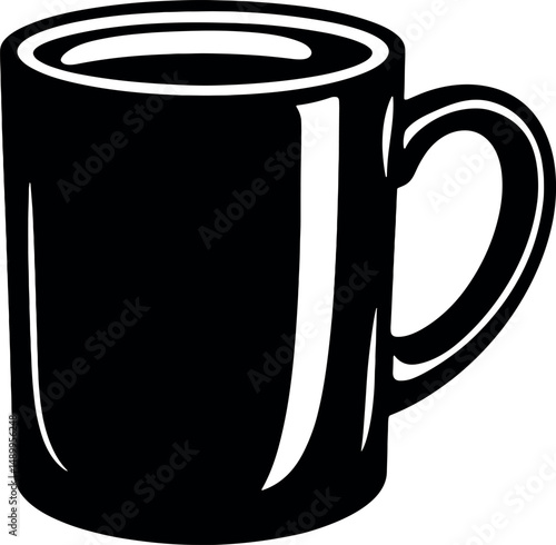 Teacup vector black silhouette print design