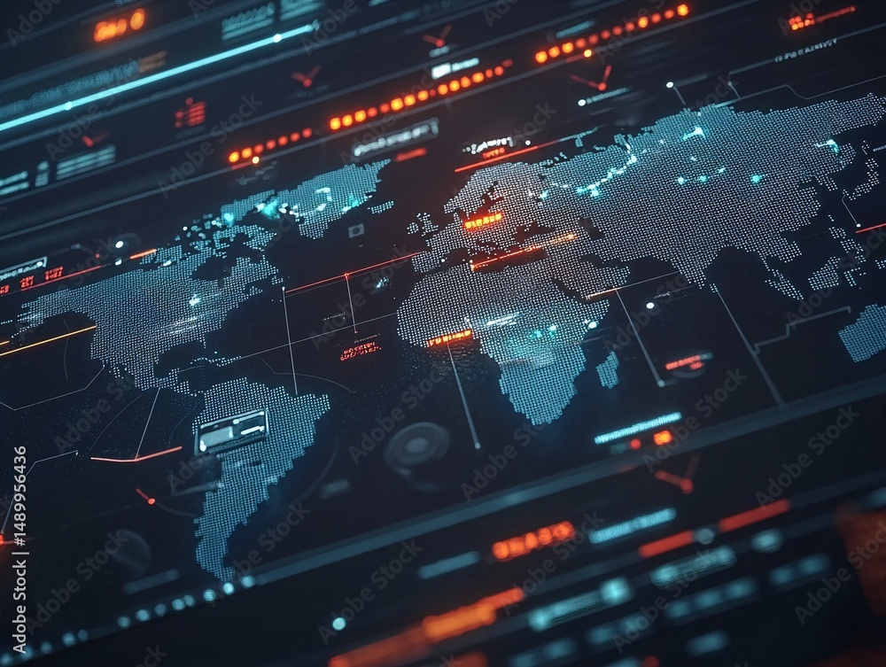 Global package tracking dashboard worldwide data visualization digital environment interactive view technology concept Global package tracking dashboard worldwide data visualization digital environment interactive view technology concept