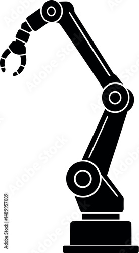 Robotic Arm vector black silhouette print design